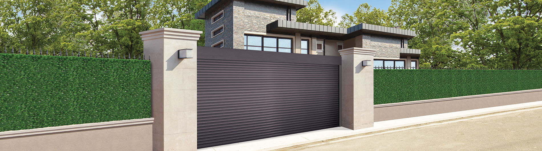 Flush panel modern garage door