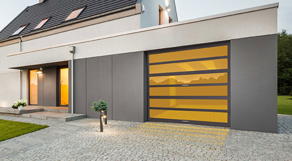Contemporary amber glass garage door