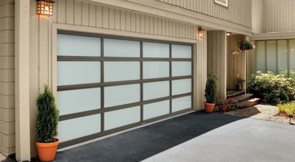 Frosted glass aluminum garage door